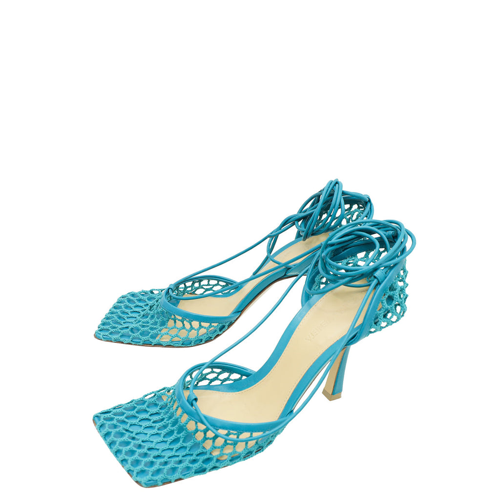 Bottega Veneta Turquoise Stretch Sandals 38