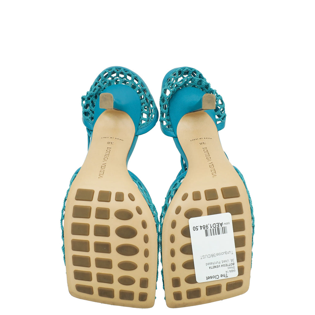 Bottega Veneta Turquoise Stretch Sandals 38