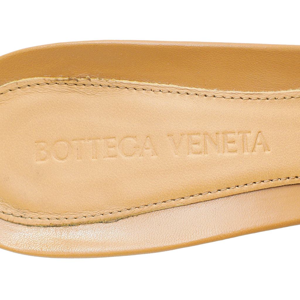 Bottega Veneta Saddle Beige Stretch Heeled Mule 38