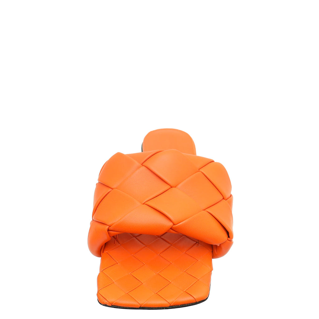 Bottega Veneta Orange Intrecciato Lido Flat Sandals 38