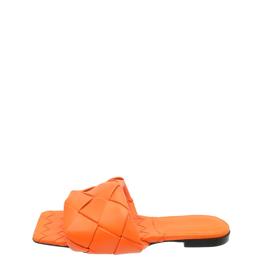 Bottega Veneta Orange Intrecciato Lido Flat Sandals 38