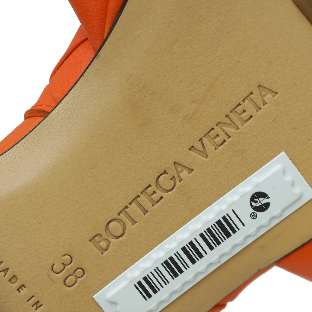Bottega Veneta Orange Intrecciato Lido Flat Sandals 38
