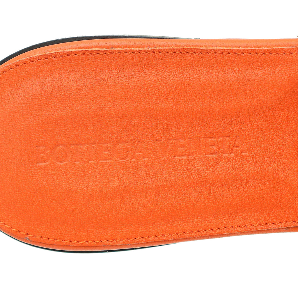 Bottega Veneta Orange Intrecciato Lido Flat Sandals 38