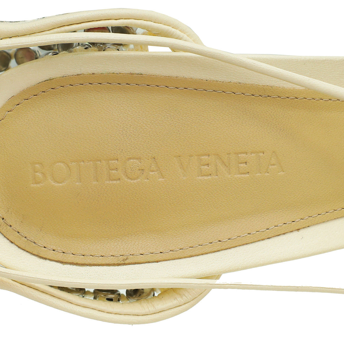 Bottega Veneta Toile Cream Sparkle Stretch Lace-Up Sandal 39
