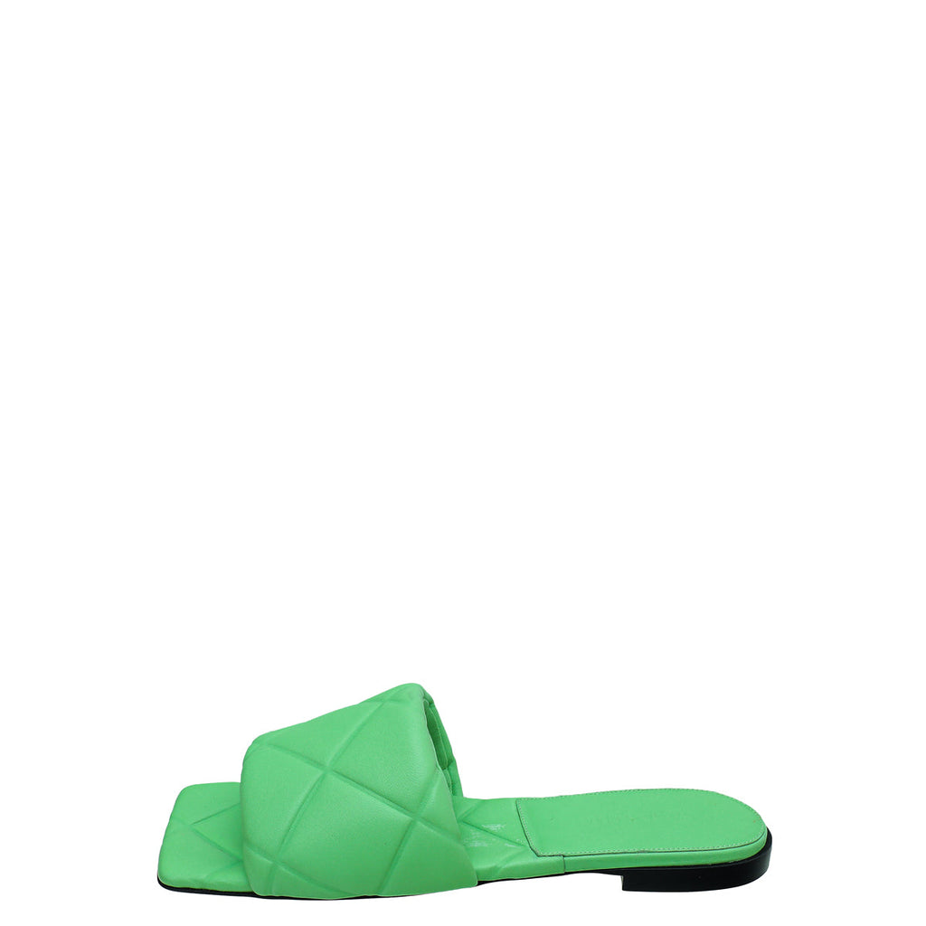 Bottega Veneta Light Green Embossed Quilt Lido Flat Sandals 40