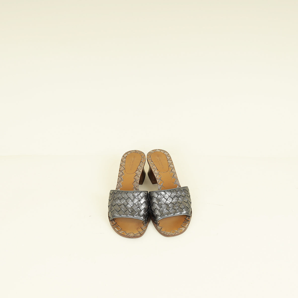 Bottega Veneta Metallic Dark Grey Ravello Heeled Sandal 35