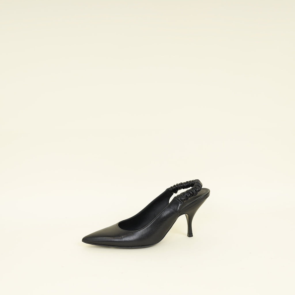 Bottega Veneta Black Smooth Slingback Pumps 36.5