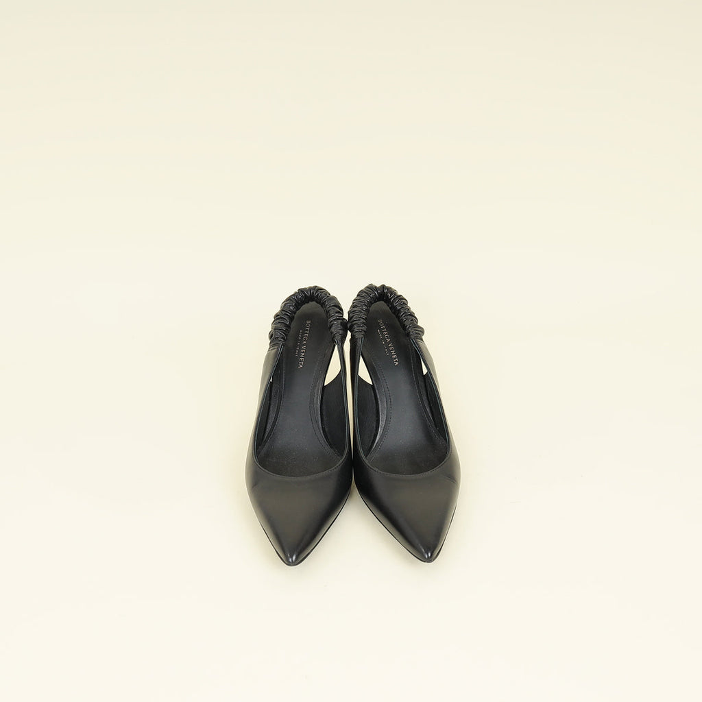 Bottega Veneta Black Smooth Slingback Pumps 36.5