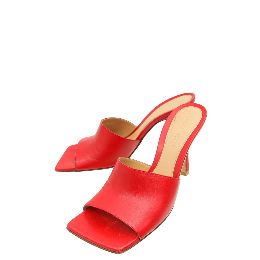 Bottega Veneta Red Stretch Heeled Mule 37
