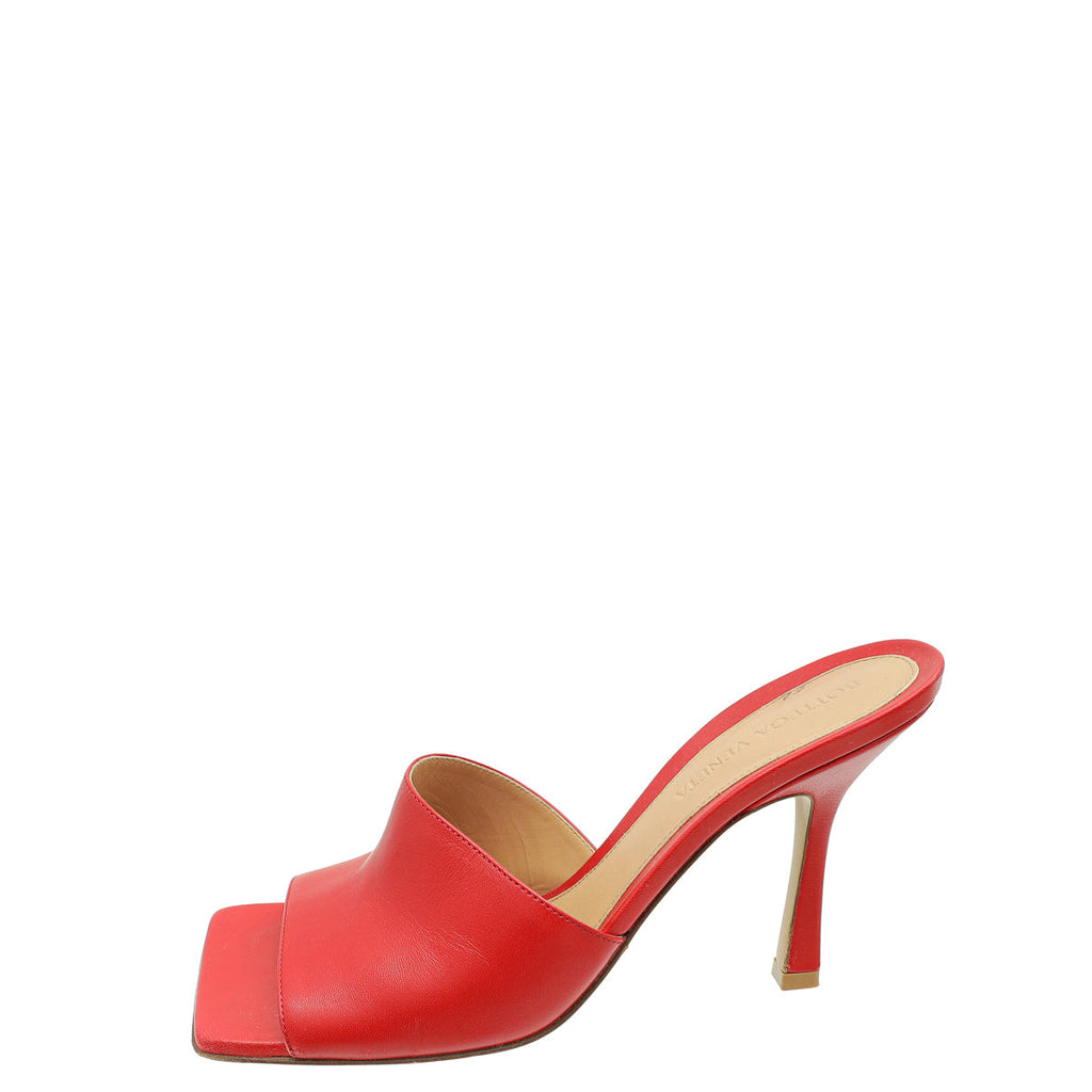 Bottega Veneta Red Stretch Heeled Mule 37