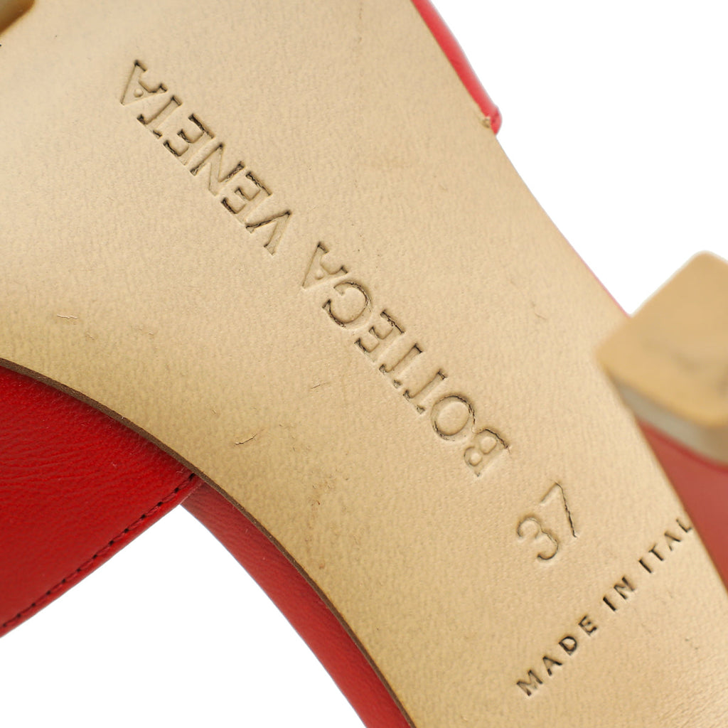 Bottega Veneta Red Stretch Heeled Mule 37