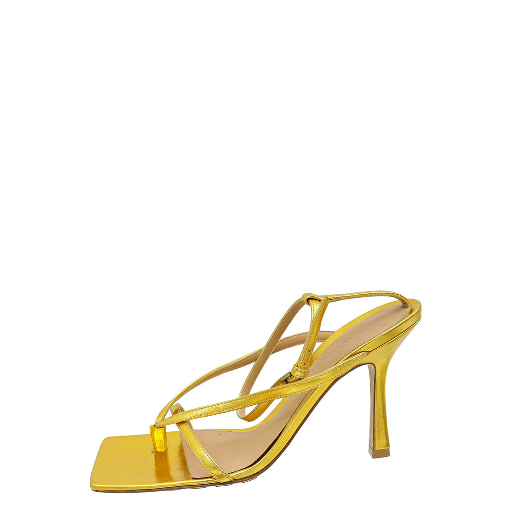 Bottega Veneta Gold Stretch Strap Sandal 37