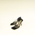 Bottega Veneta Black Stretch Lace Up Sandal 38