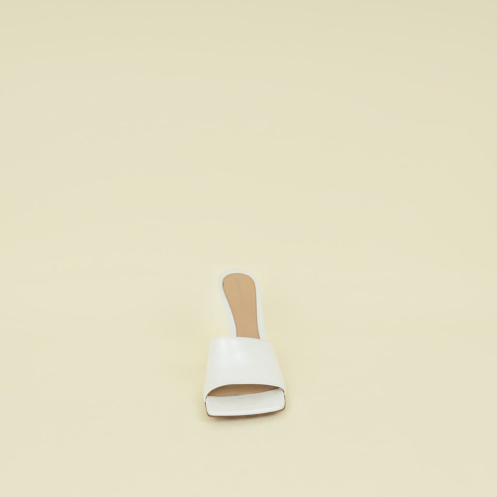 Bottega Veneta White Stretch Heeled Mules 39.5