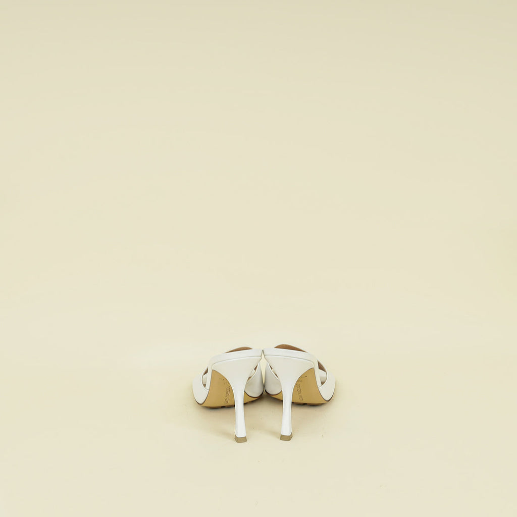 Bottega Veneta White Stretch Heeled Mules 39.5
