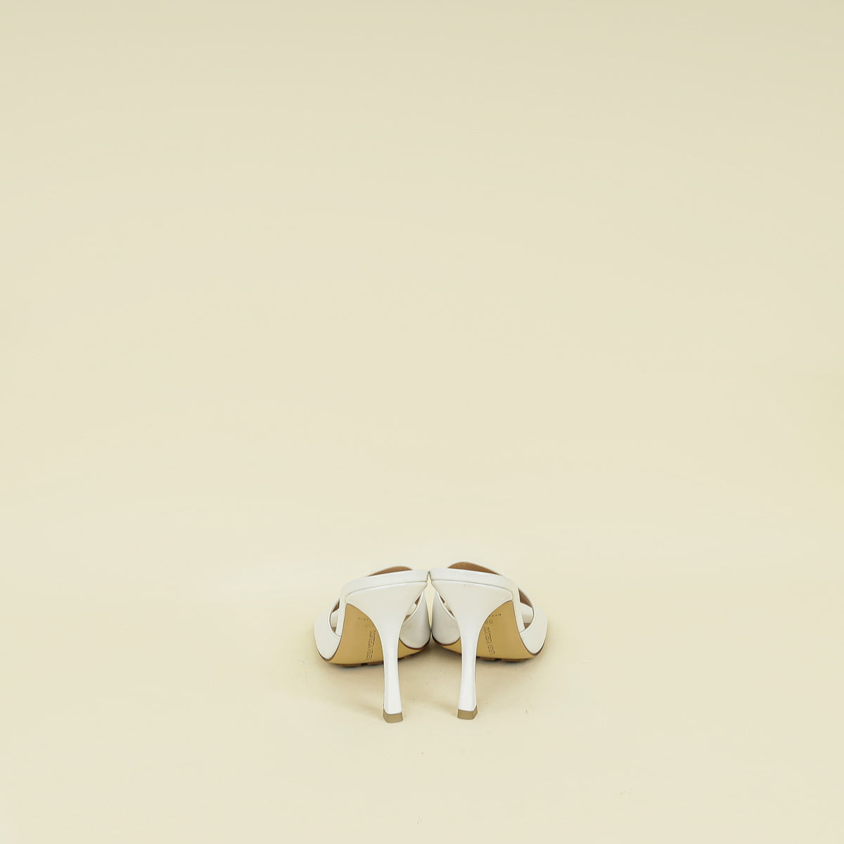 Bottega Veneta White Stretch Heeled Mules 39.5