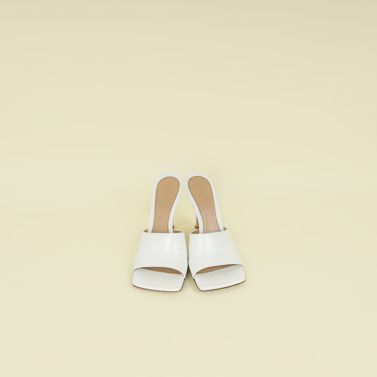 Bottega Veneta White Stretch Heeled Mules 39.5
