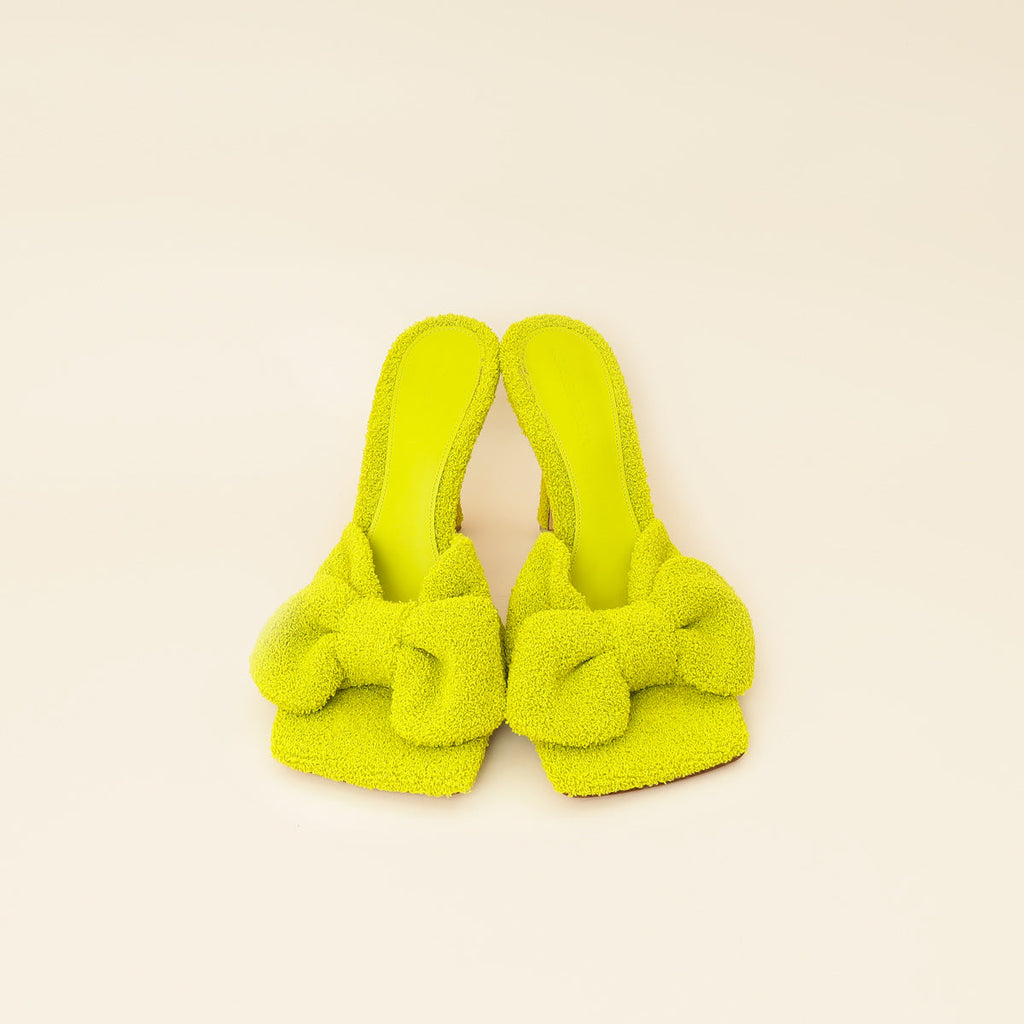 Bottega Veneta Kiwi Terry Fabric Bow Slide Sandals 39