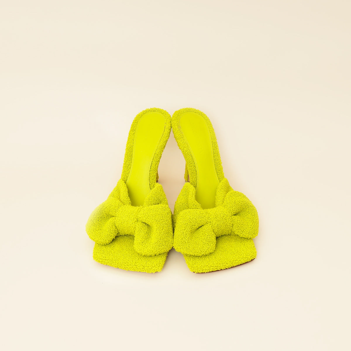 Bottega Veneta Kiwi Terry Fabric Bow Slide Sandals 39