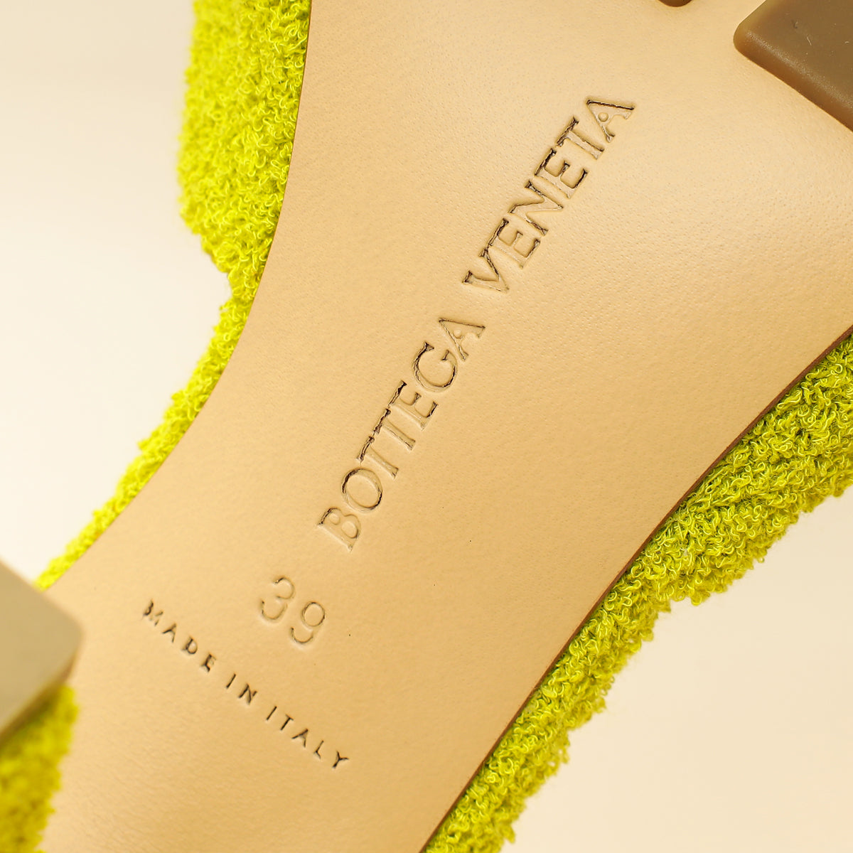 Bottega Veneta Kiwi Terry Fabric Bow Slide Sandals 39