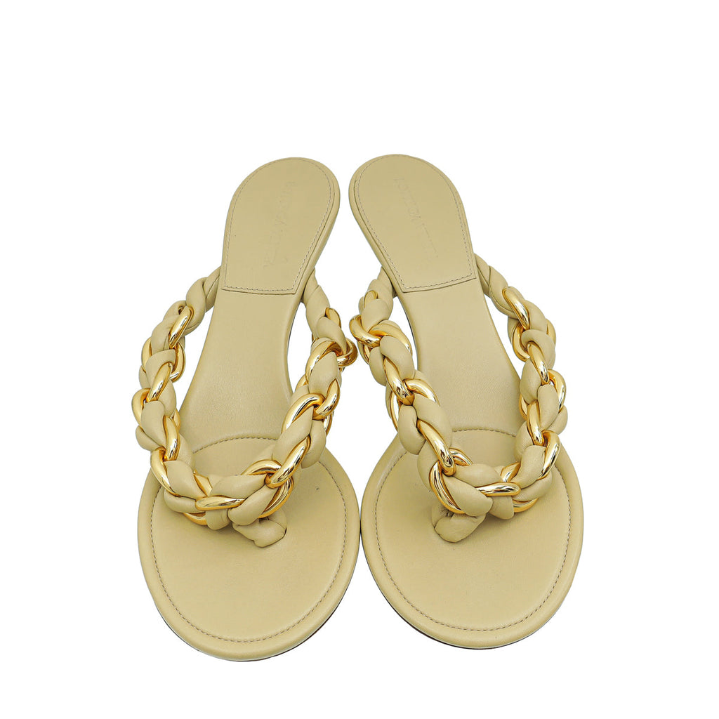 Bottega Veneta Beige Braided Chain Thong Sandal 40
