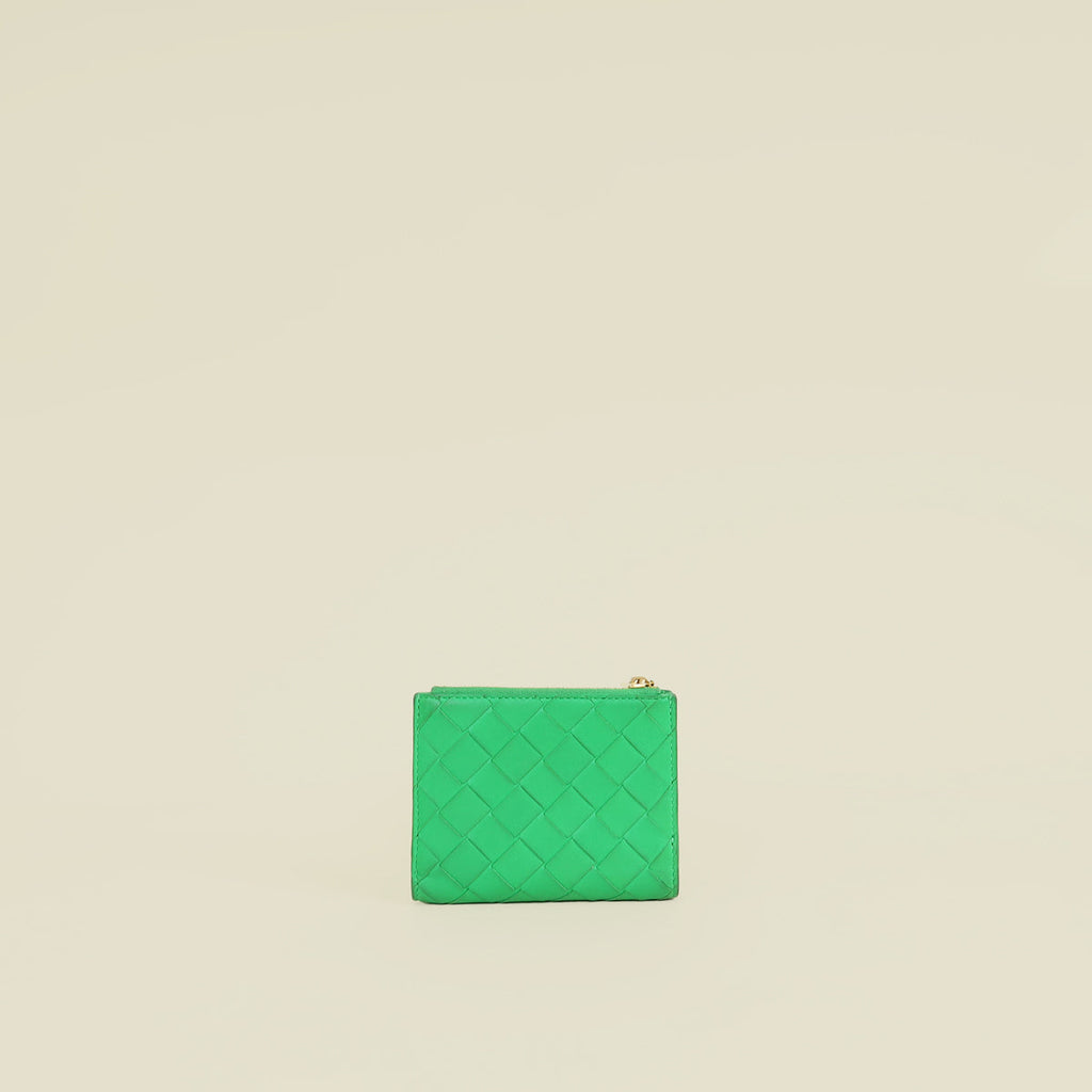 Bottega Veneta Parakeet Intrecciato Small Bi-Fold Wallet