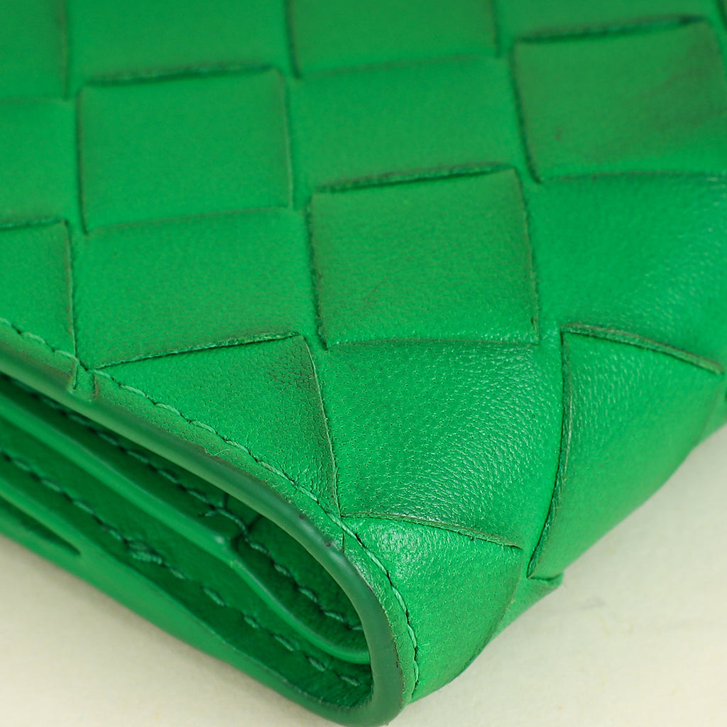 Bottega Veneta Parakeet Intrecciato Small Bi-Fold Wallet
