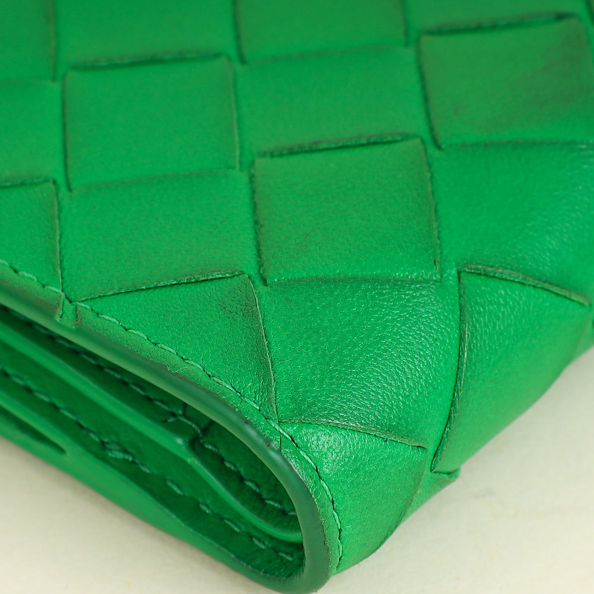 Bottega Veneta Parakeet Intrecciato Small Bi-Fold Wallet