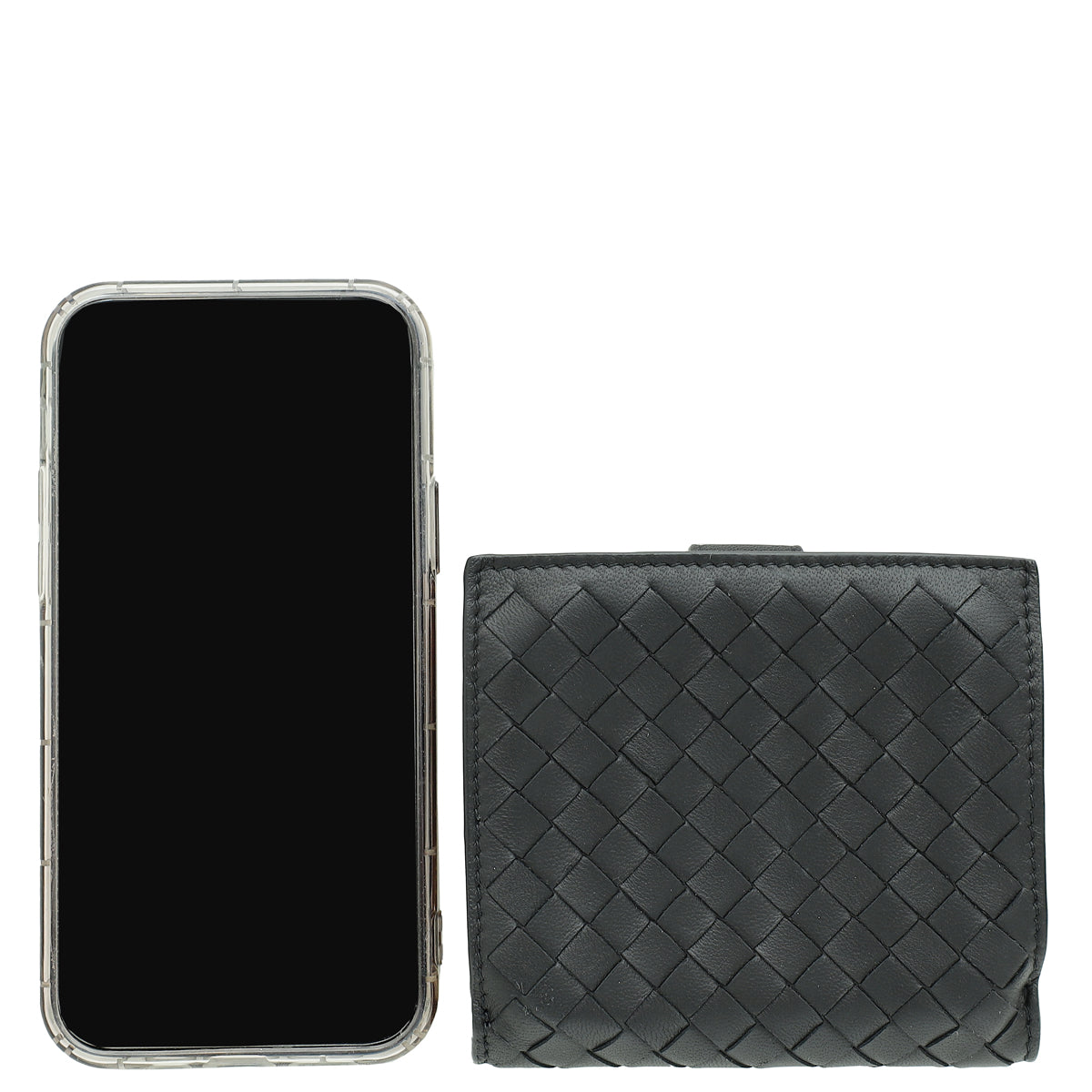 Bottega Veneta Black Intrecciato Medium French Wallet