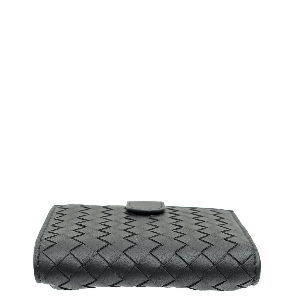 Bottega Veneta Black Intrecciato Medium French Wallet
