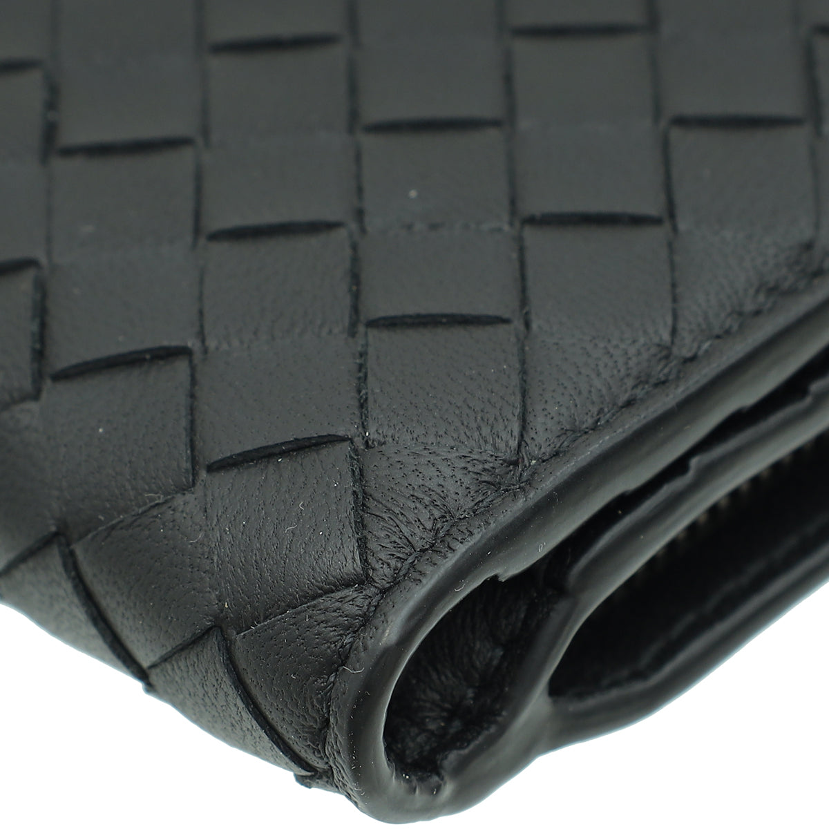 Bottega Veneta Black Intrecciato Medium French Wallet