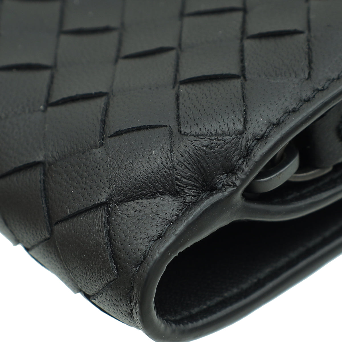 Bottega Veneta Black Intrecciato Medium French Wallet