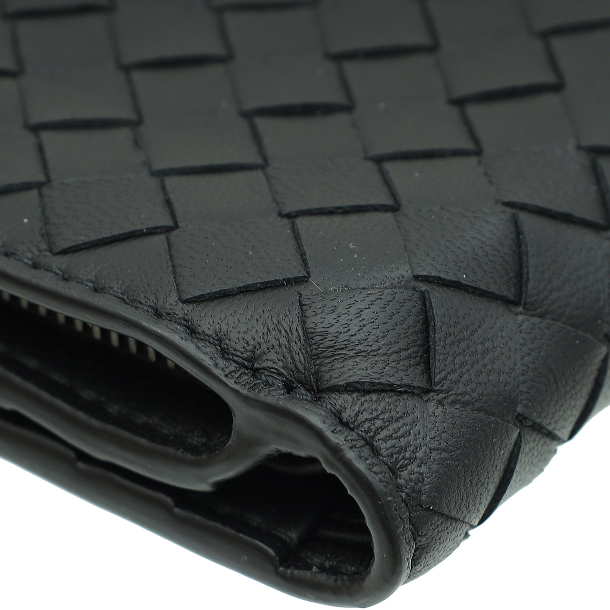 Bottega Veneta Black Intrecciato Medium French Wallet