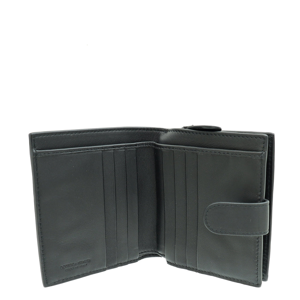 Bottega Veneta Black Intrecciato Medium French Wallet