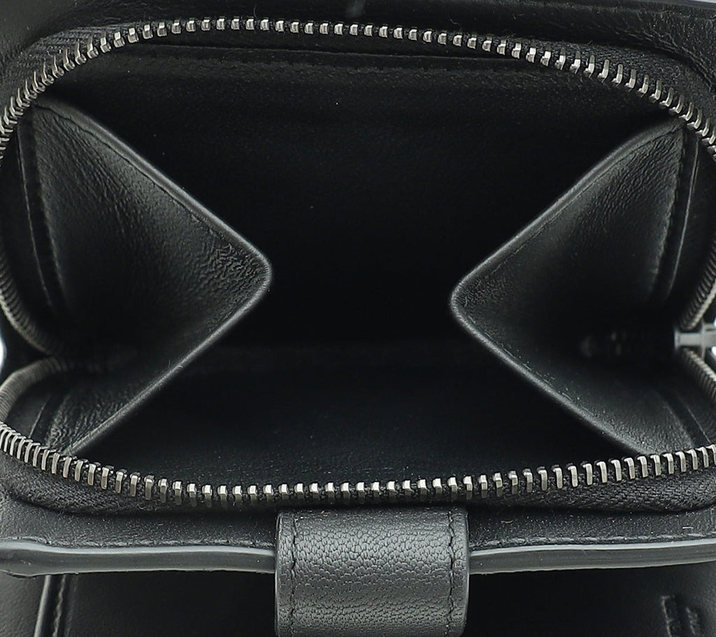Bottega Veneta Black Intrecciato Medium French Wallet