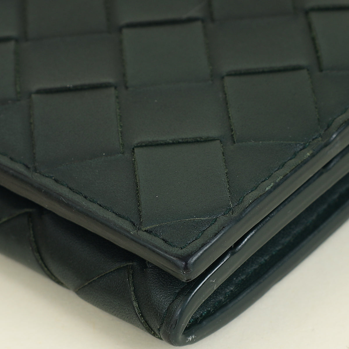Bottega Veneta Dark Green Intrecciato Long Wallet