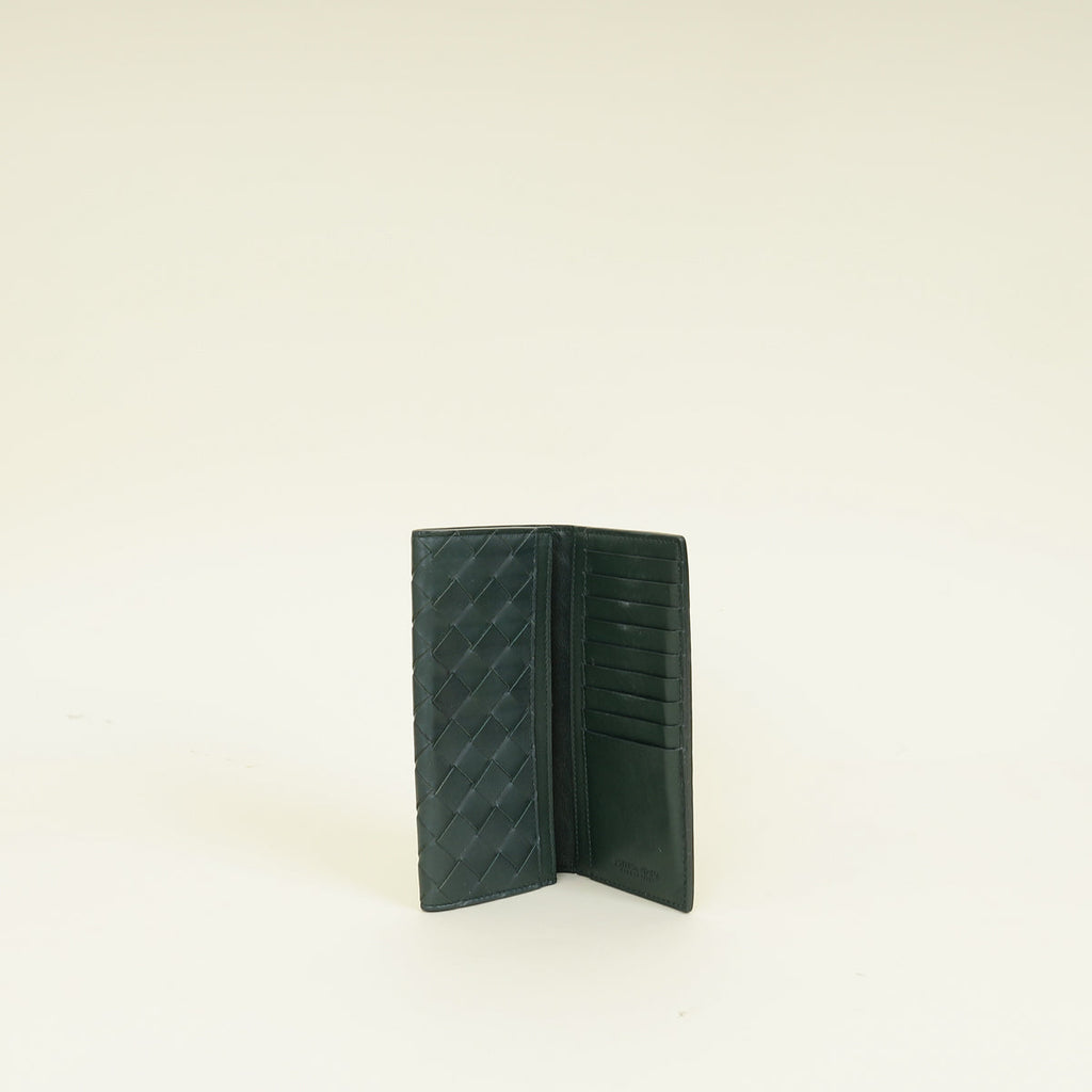 Bottega Veneta Dark Green Intrecciato Long Wallet