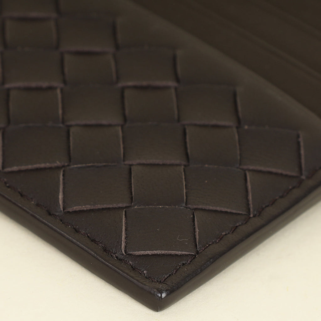 Bottega Veneta Chocolate Intrecciato Card Case With Coin Purse