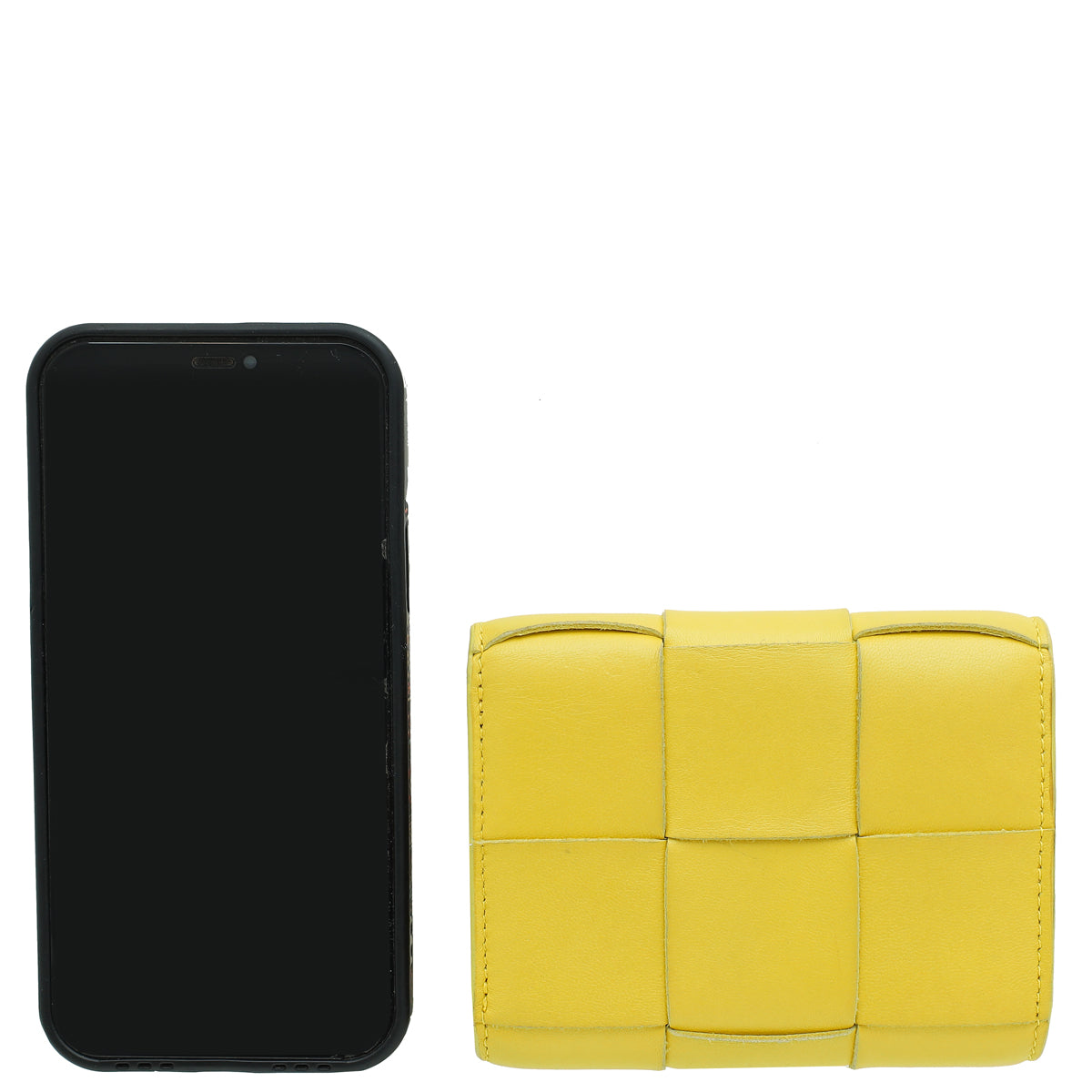 Bottega Veneta Yellow Cassette Tri-Fold Zip Wallet
