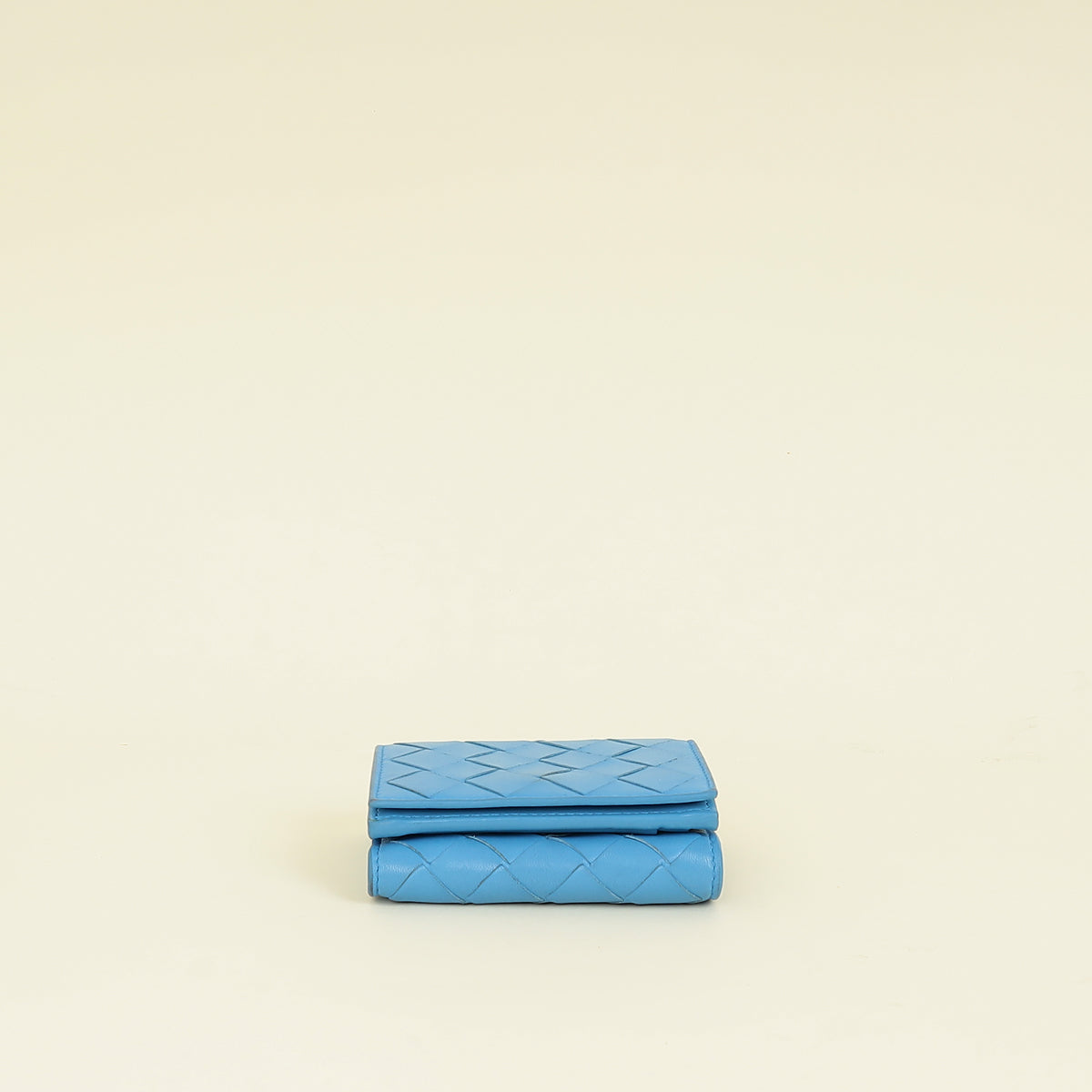 Bottega Veneta Blue Porridge Small Tri-Fold Zip Wallet