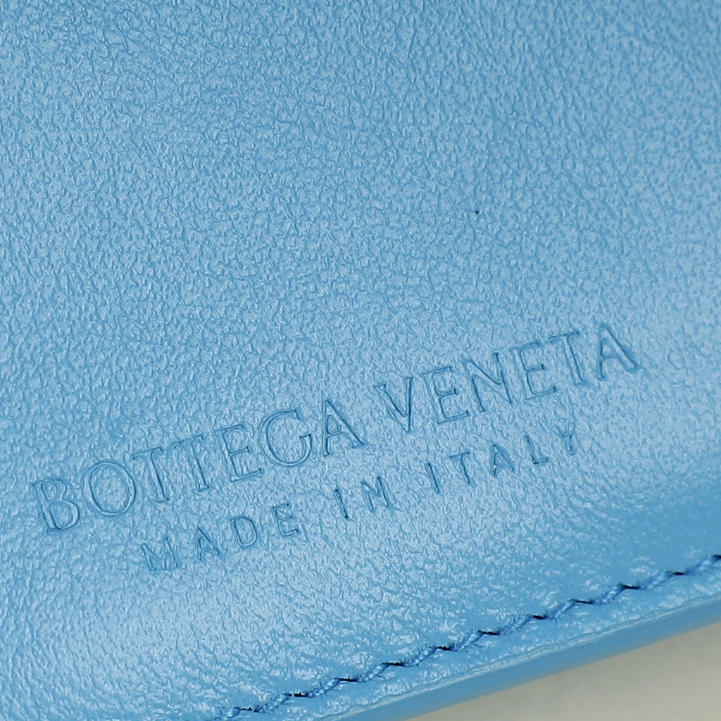 Bottega Veneta Blue Porridge Small Tri-Fold Zip Wallet
