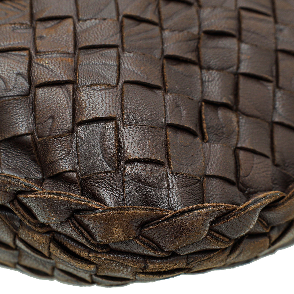 Bottega Veneta Chocolate Brown Medium Intrecciato Bag W/ Embossed Veneta Hobo