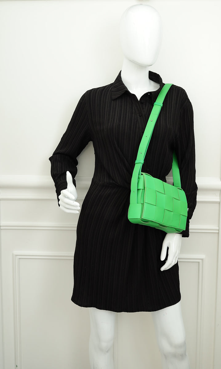 Bottega Veneta Parakeet Intreccio Cassette Classic Crossbody Bag