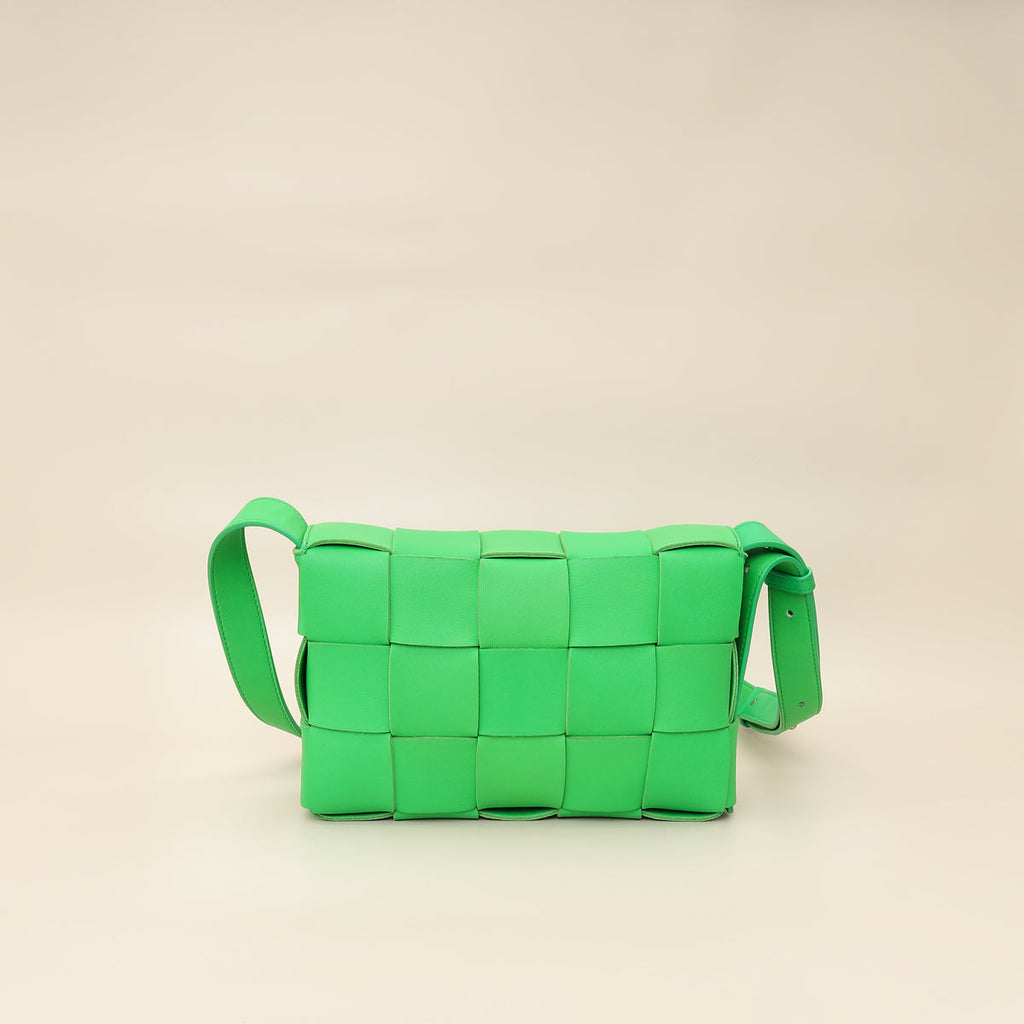 Bottega Veneta Parakeet Intreccio Cassette Classic Crossbody Bag