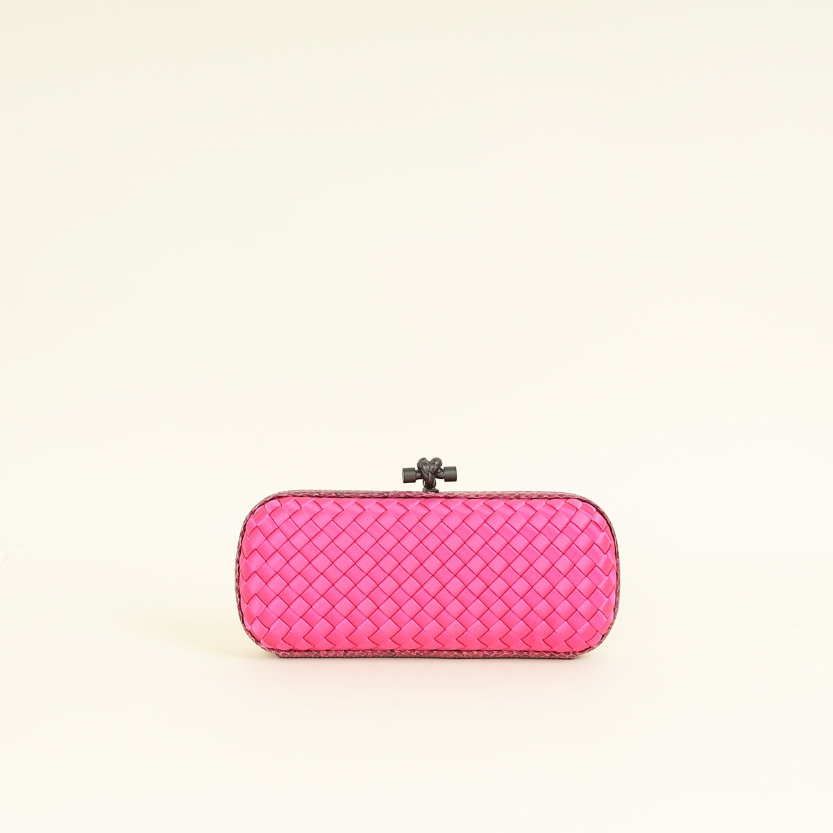 Bottega Veneta Fuchsia Satin Ayers Stretch Knot Clutch