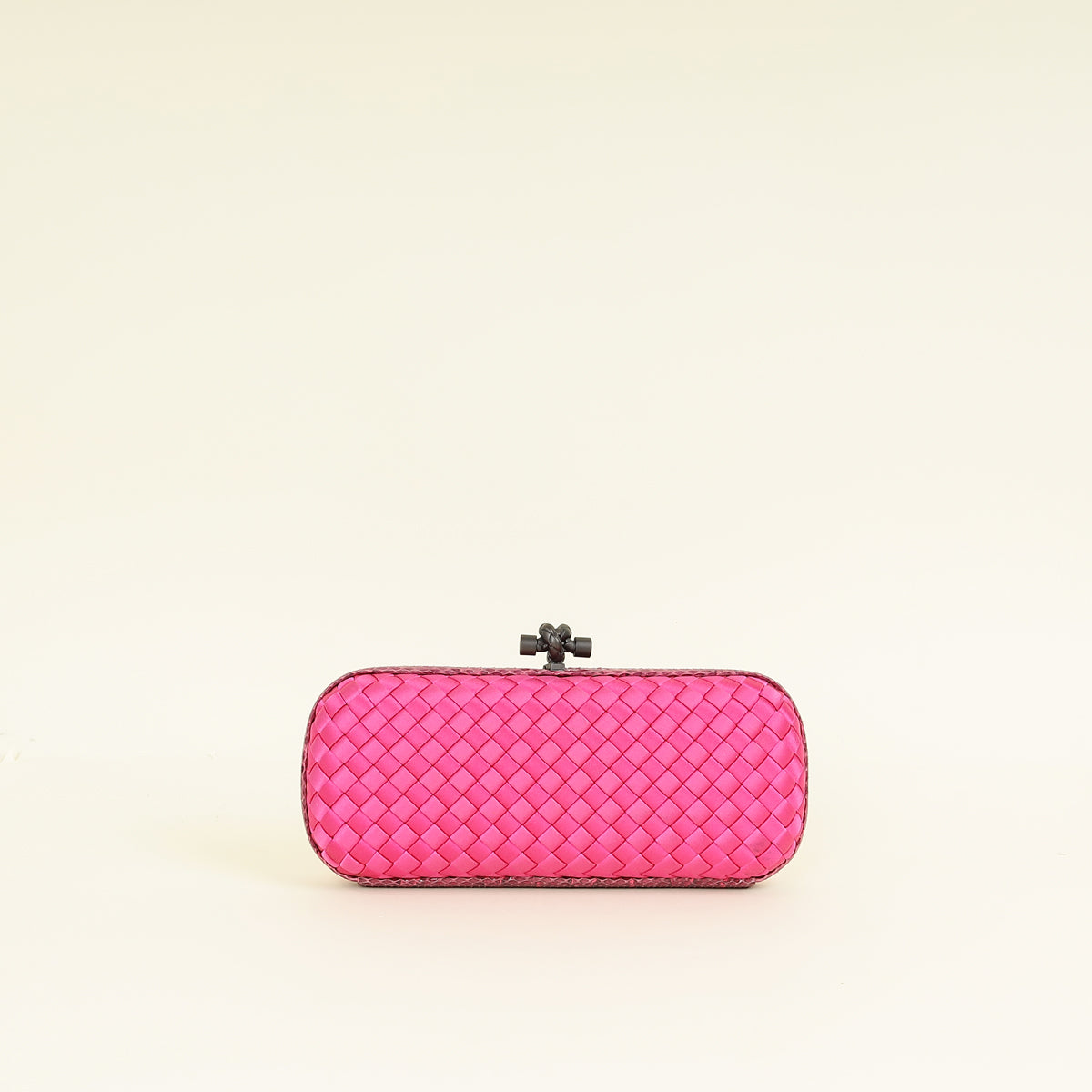 Bottega Veneta Fuchsia Satin Ayers Stretch Knot Clutch