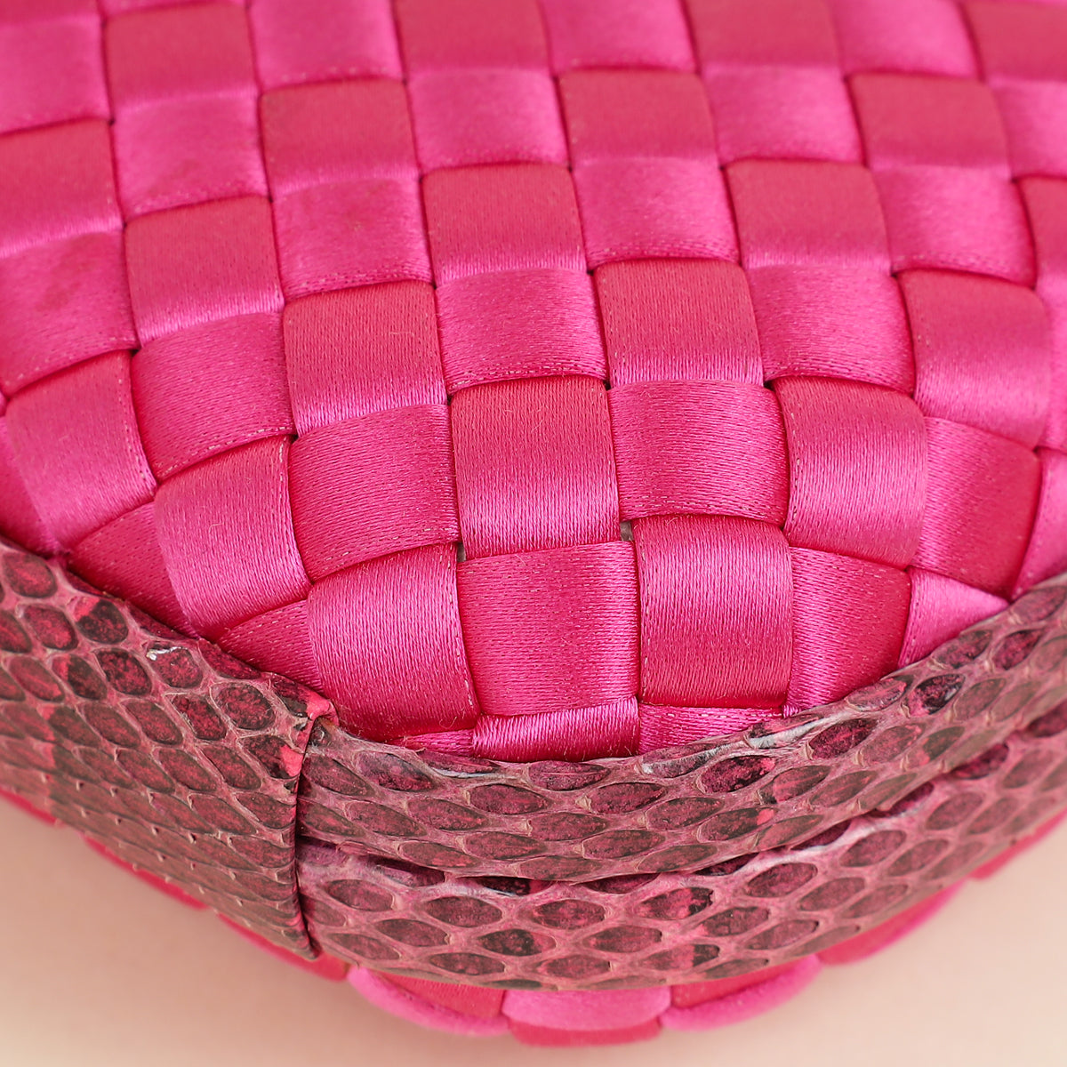 Bottega Veneta Fuchsia Satin Ayers Stretch Knot Clutch