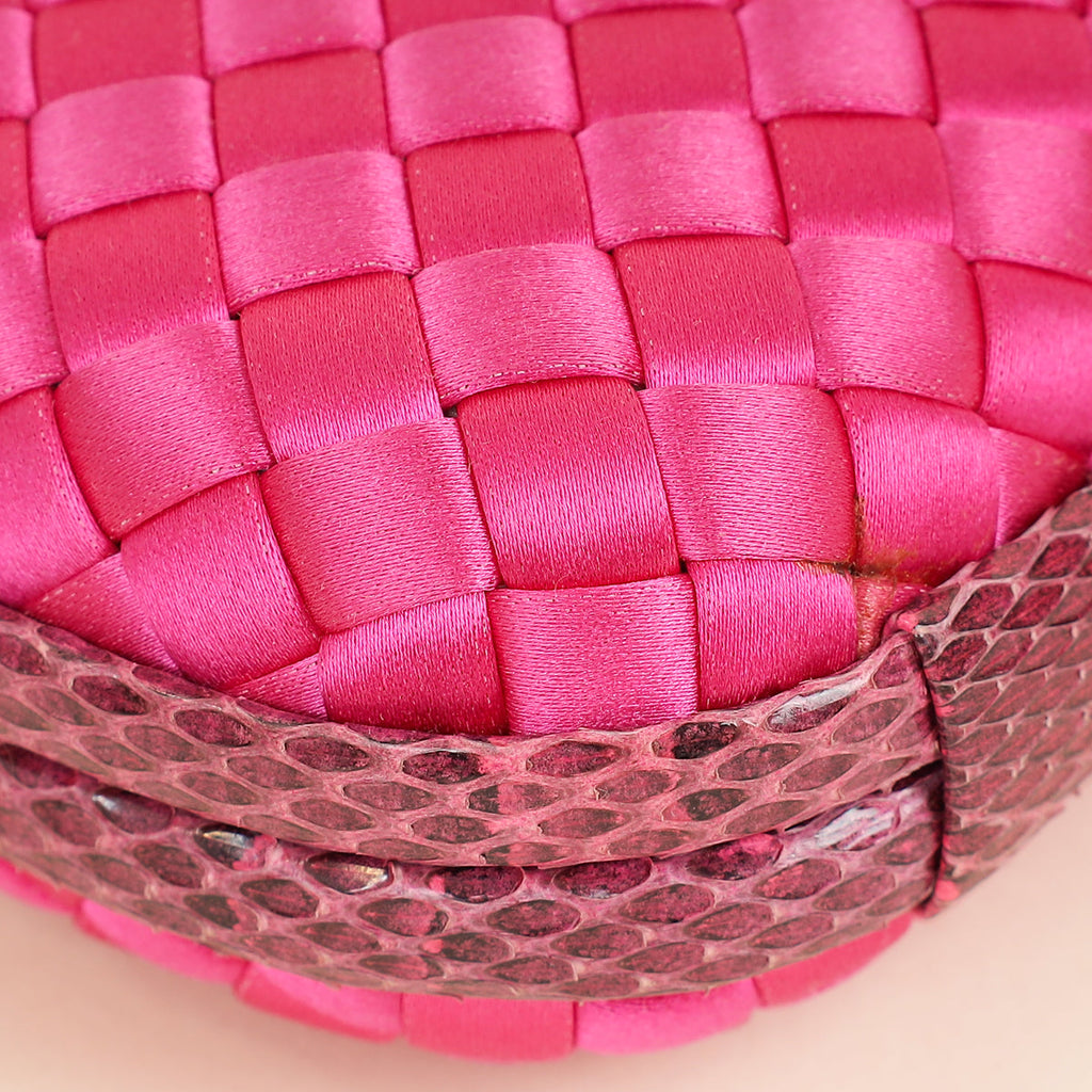 Bottega Veneta Fuchsia Satin Ayers Stretch Knot Clutch