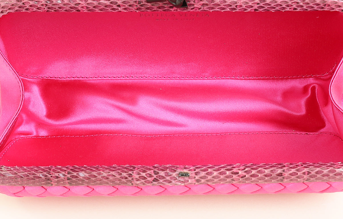 Bottega Veneta Fuchsia Satin Ayers Stretch Knot Clutch
