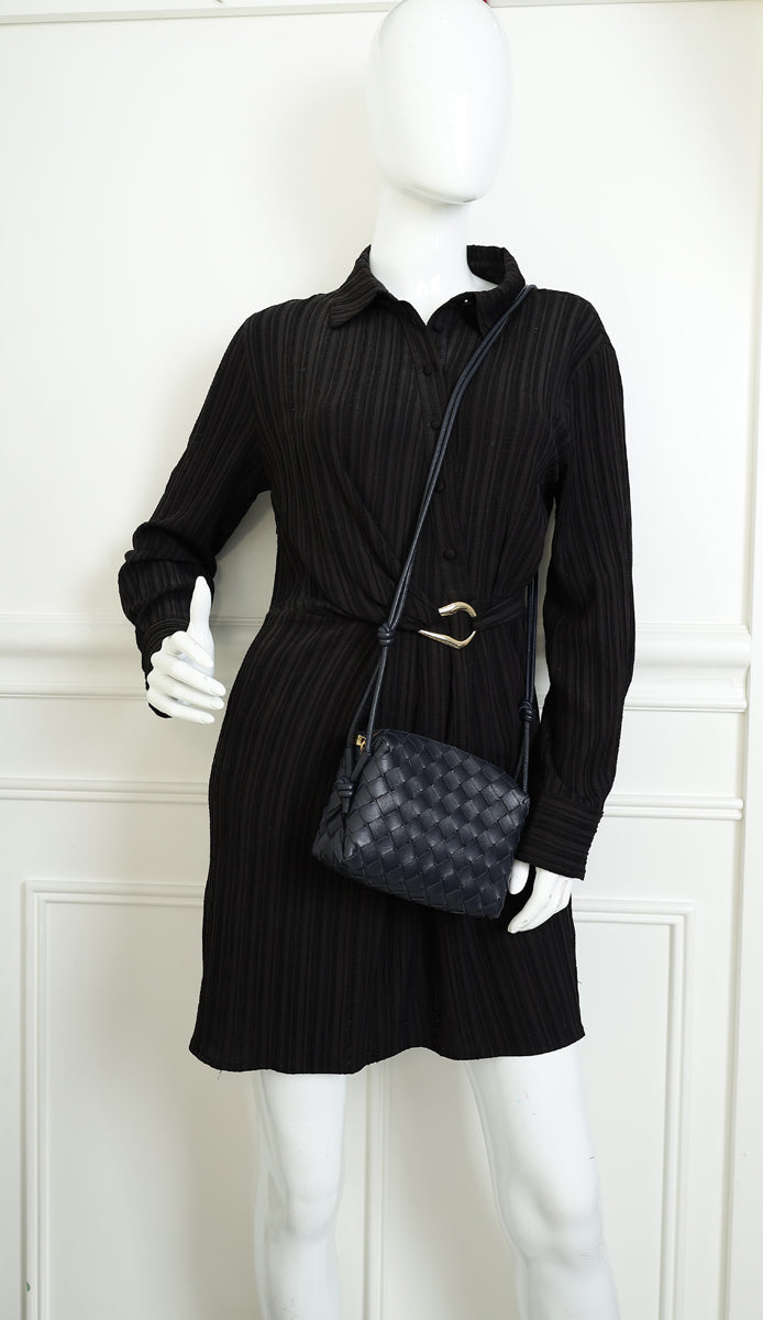 Bottega Veneta Dark Navy Blue Mini Loop Camera Bag
